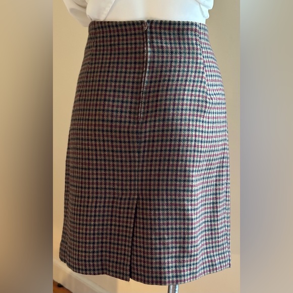 Michele Tweed Brown Black Red & Green Midi Zipper In Back SZ 16 Good Con… - Picture 4 of 11